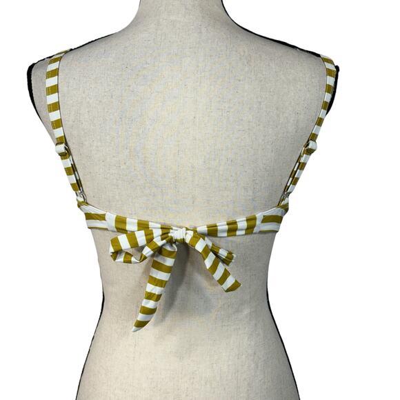 Retro Stage Small Bikini Swim Top Striped Molded Cups Adjustable Straps Tie Back - Picture 4 of 8